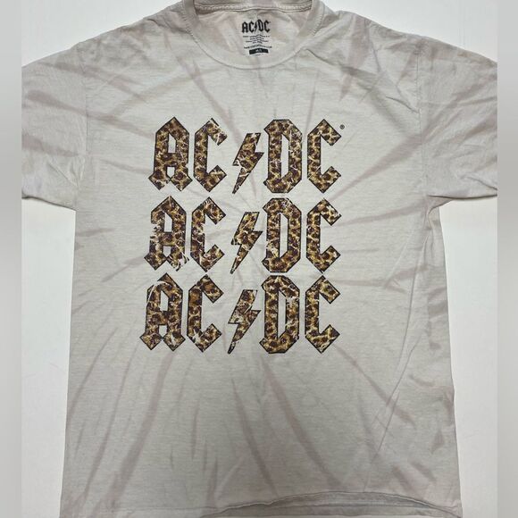 AC/DC Women’s Tan Spiral Tie Dye Wash Shirt Sz M - Picture 3 of 8